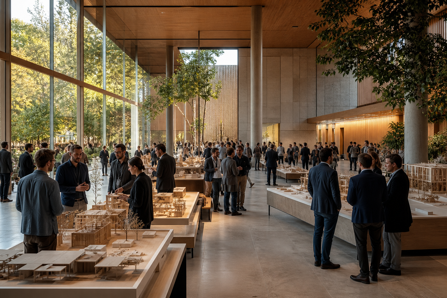 Congress hall with timber and glass architecture